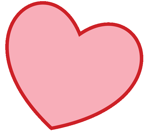 A simple pastel pink heart with a solid red outline, reminiscent of a charming bakery logo. The heart shape is slightly tilted to the right, giving it a whimsical appearance. There are no other details or background elements in the image, capturing a hint of Maui's laid-back vibe.
