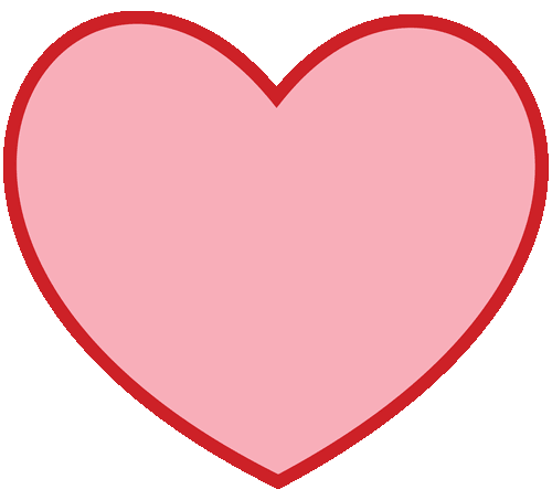 A simple pink heart with a red outline, reminiscent of the charming decor in a Maui bakery. The heart is centered on a white background and has a smooth, symmetrical shape, symbolizing love and affection.